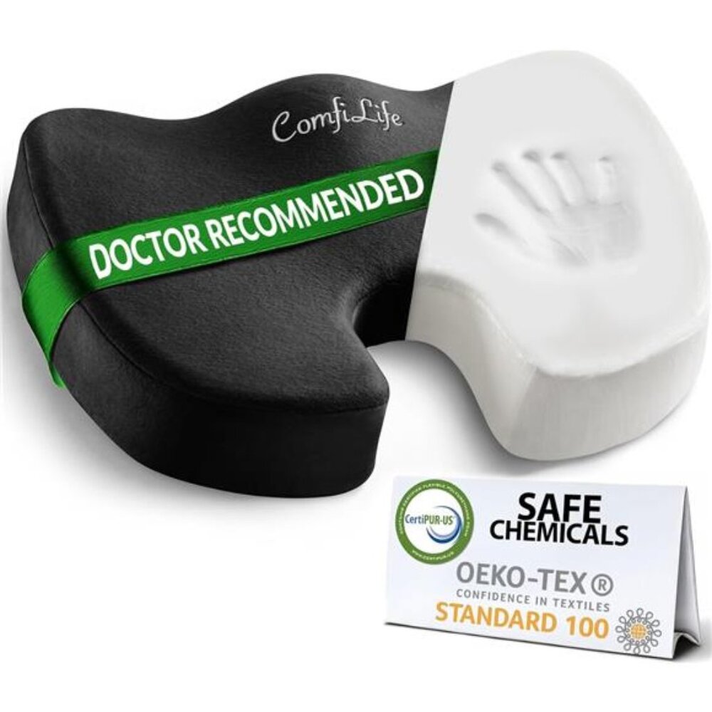 Memory foam seat cushion coccyx tailbone pain relief office car seat pad support